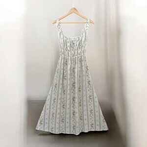 Reformation Maegan Dress Heath Print 100% Silk Green White Floral Midi Size 6